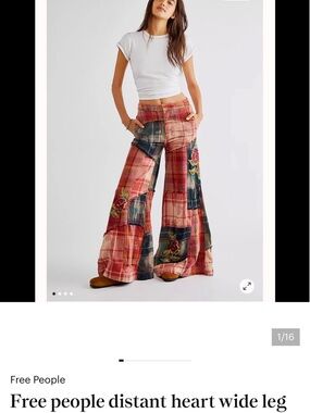 ISO Free People Patchwork Plaid Wide Leg Pants - Red Multi
